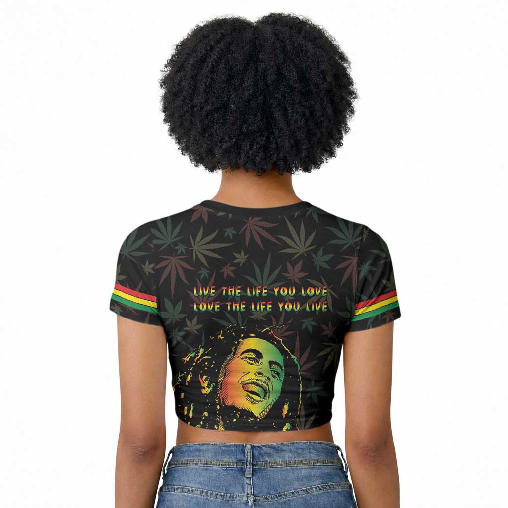 Legend Reggae Marley Football Raglan Cropped T shirt Rasta Lion