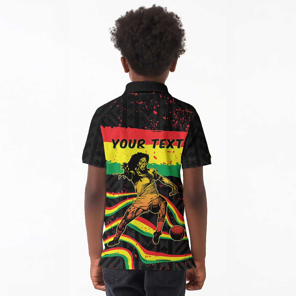 Personalized Reggae Legend Bob Football Kid Polo Shirt Grunge Style