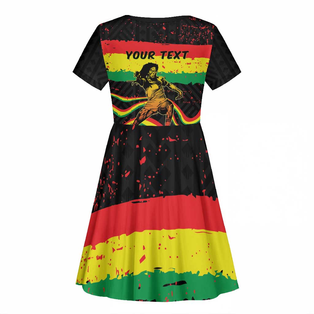 Personalized Reggae Legend Bob Football Kid Short Sleeve Dress Grunge Style