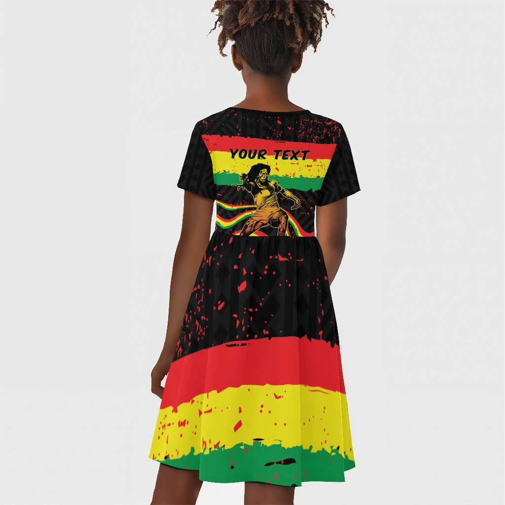 Personalized Reggae Legend Bob Football Kid Short Sleeve Dress Grunge Style