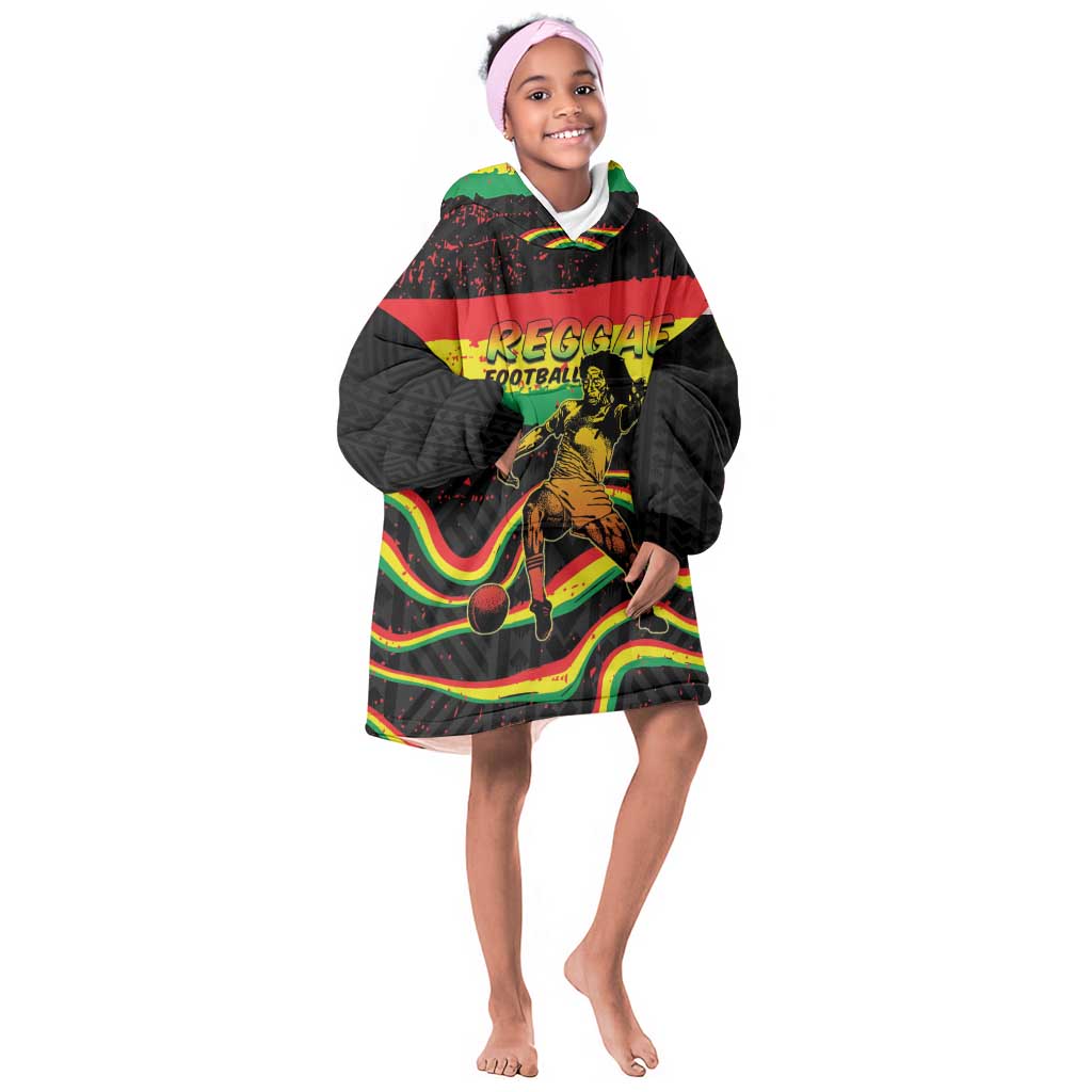 Personalized Reggae Legend Bob Football Kid Wearable Blanket Hoodie Grunge Style