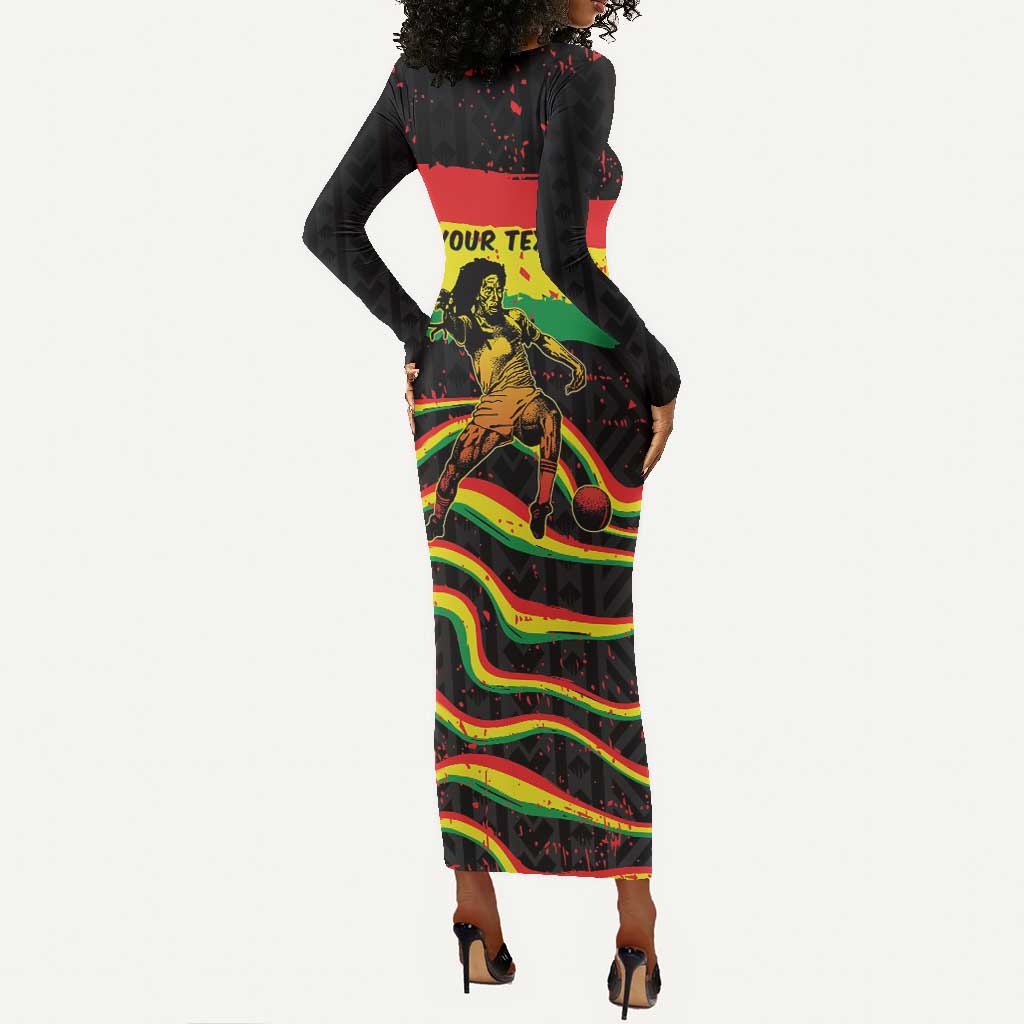 Personalized Reggae Legend Bob Football Long Sleeve Bodycon Dress Grunge Style