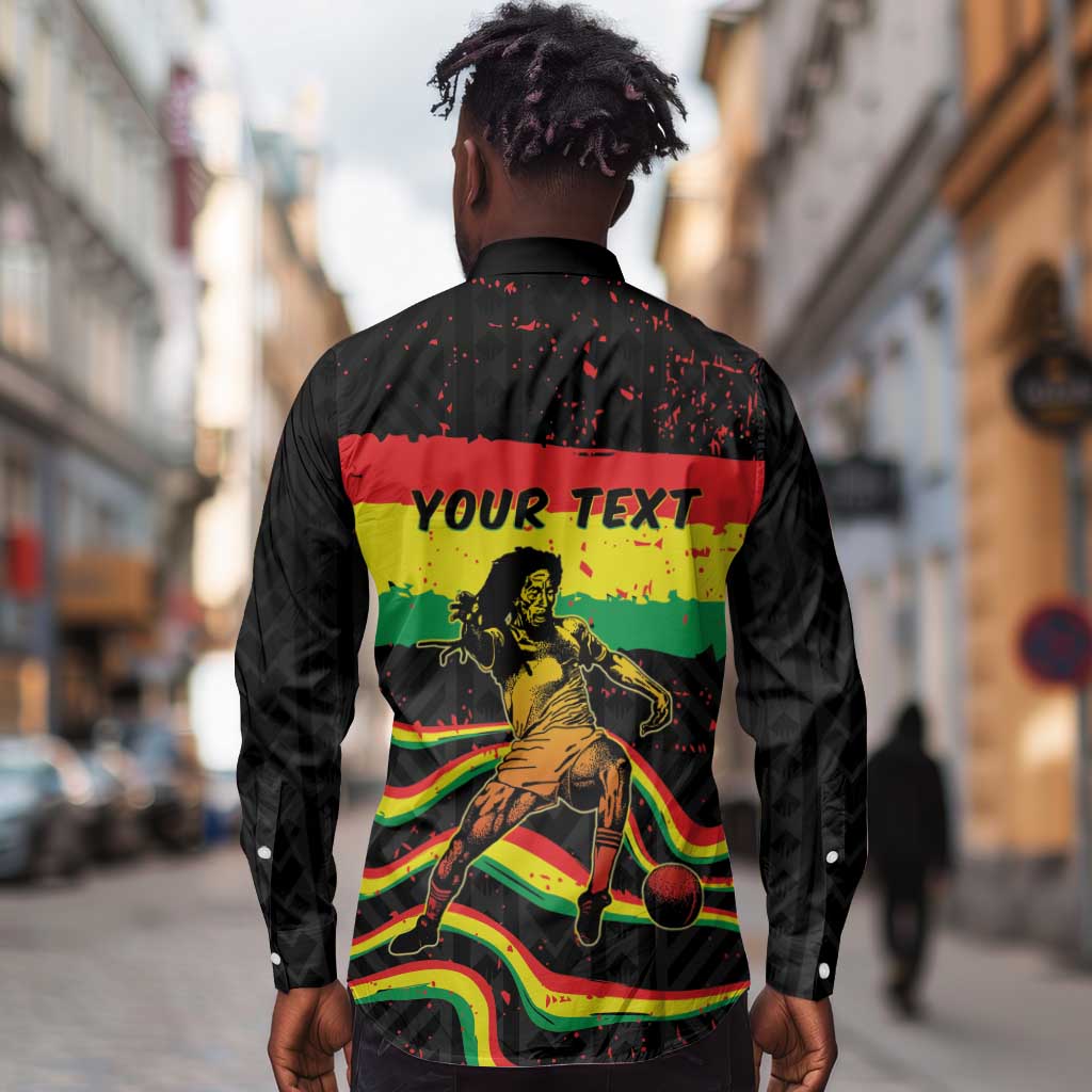 Personalized Reggae Legend Bob Football Long Sleeve Button Shirt Grunge Style
