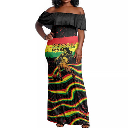 Personalized Reggae Legend Bob Football Off Shoulder Maxi Dress Grunge Style