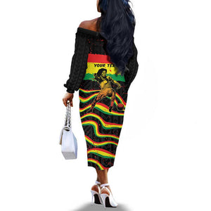 Personalized Reggae Legend Bob Football Off The Shoulder Long Sleeve Dress Grunge Style