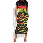 Personalized Reggae Legend Bob Football Short Sleeve Bodycon Dress Grunge Style