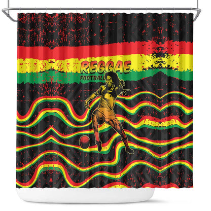 Reggae Legend Bob Football Shower Curtain Grunge Style