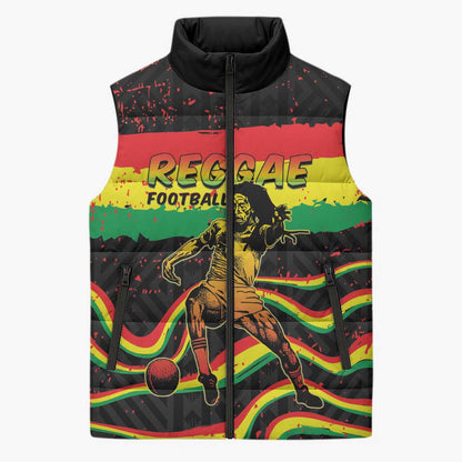 Personalized Reggae Legend Bob Football Sleeveless Puffer Jacket Grunge Style