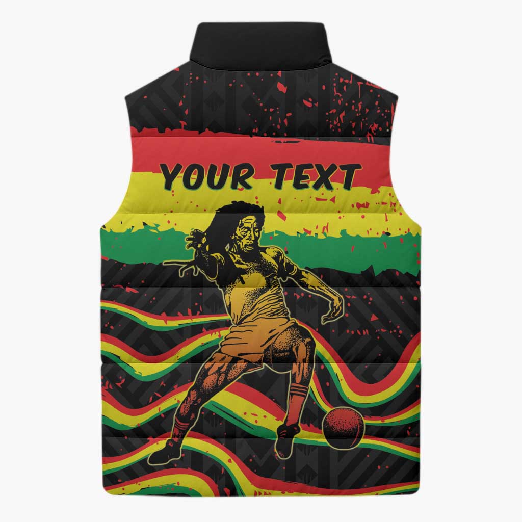 Personalized Reggae Legend Bob Football Sleeveless Puffer Jacket Grunge Style
