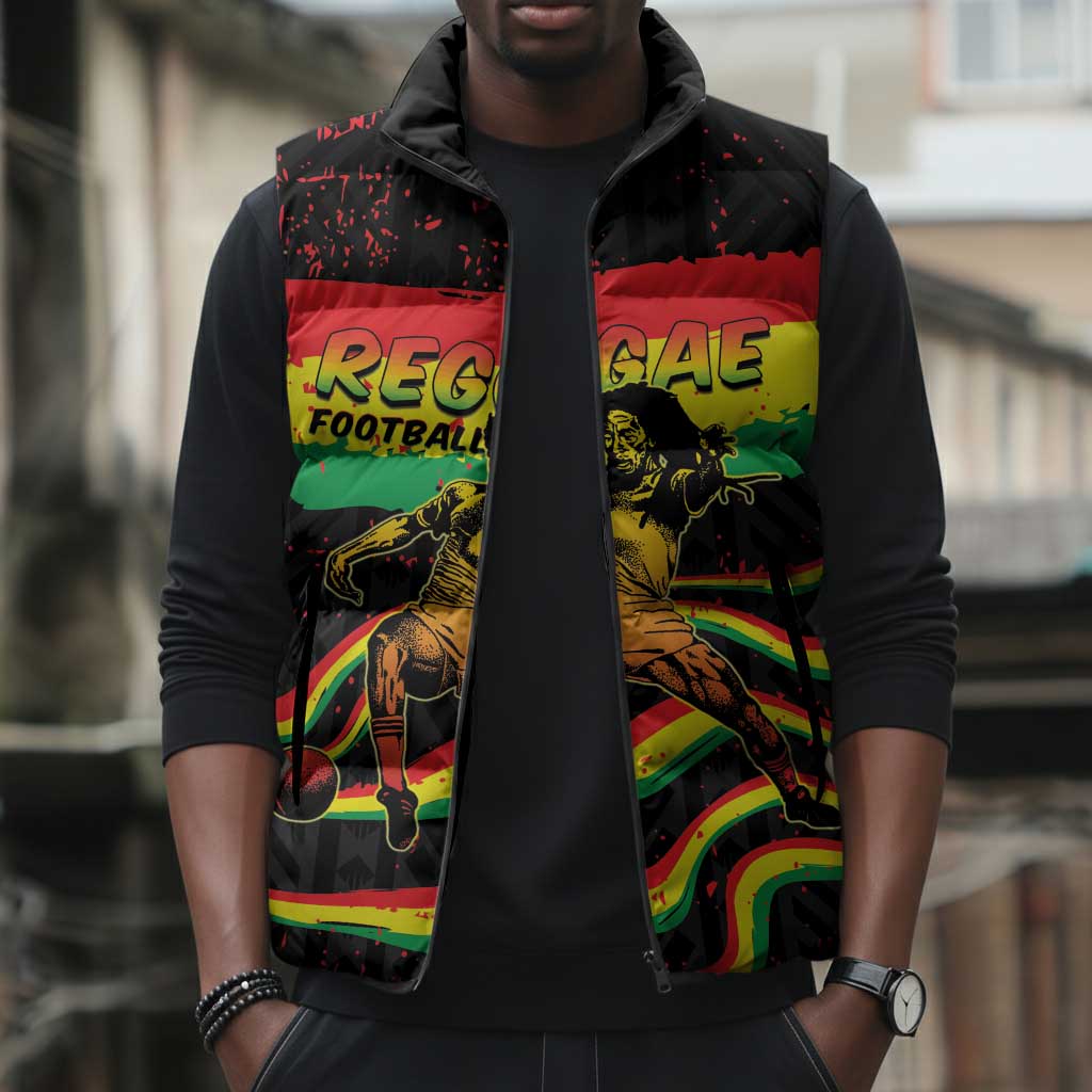Personalized Reggae Legend Bob Football Sleeveless Puffer Jacket Grunge Style