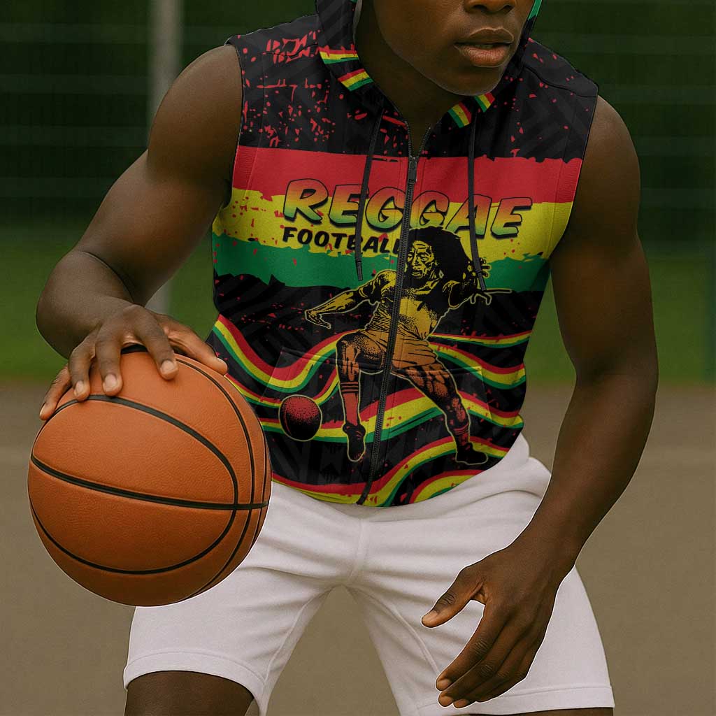 Personalized Reggae Legend Bob Football Sleeveless Zip Hoodie Grunge Style