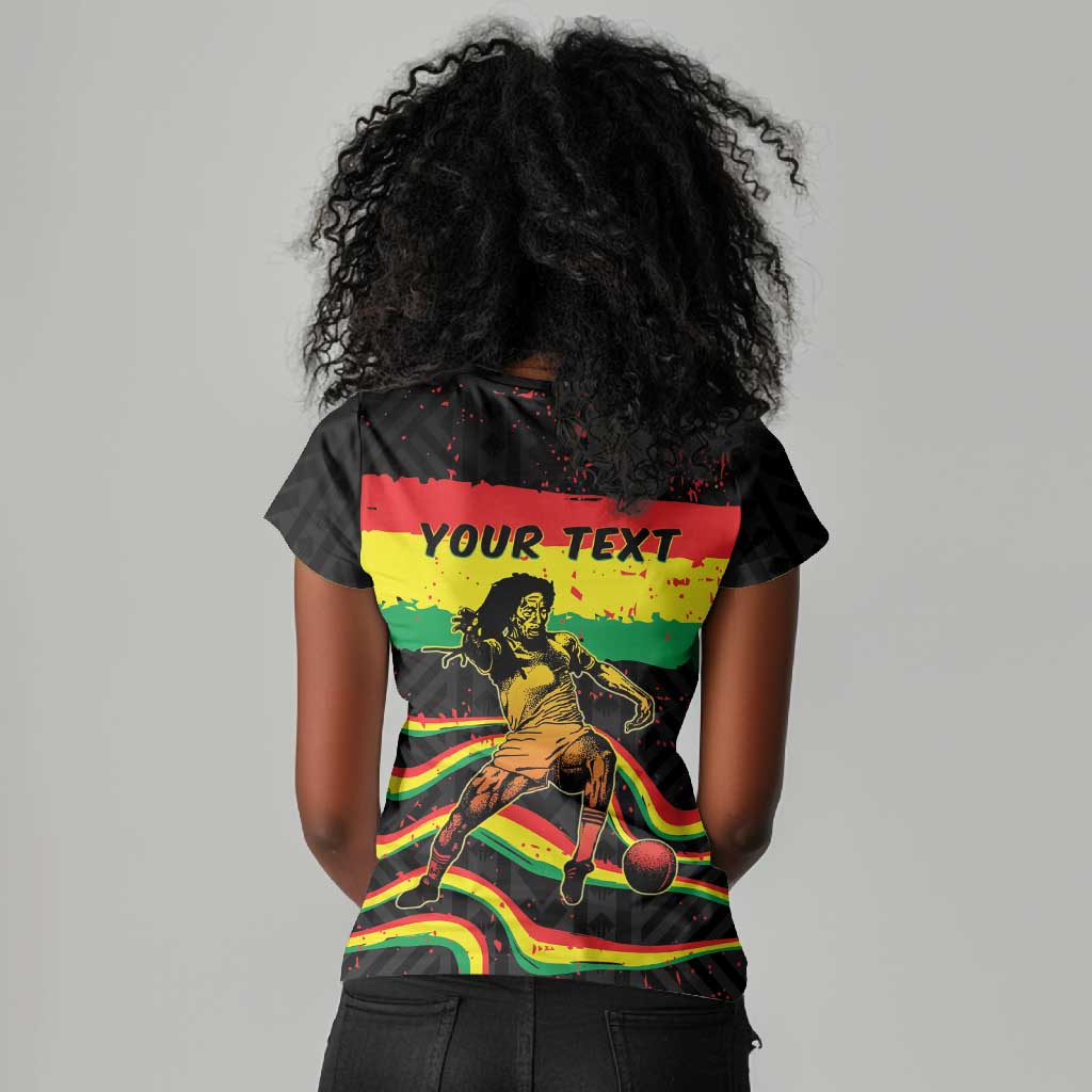Personalized Reggae Legend Bob Football Women V-Neck T-Shirt Grunge Style