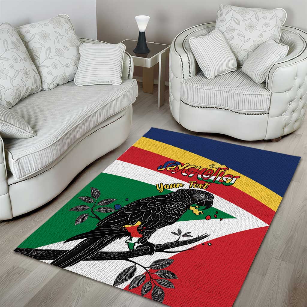 Personalized Happy Seychelles Independence Day Area Rug Black Parrot Coat Of Arms
