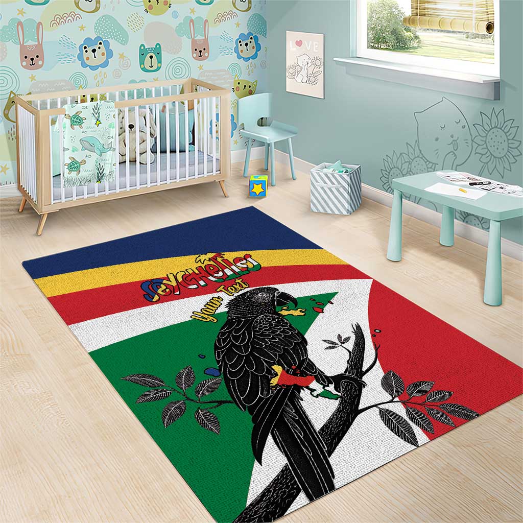 Personalized Happy Seychelles Independence Day Area Rug Black Parrot Coat Of Arms