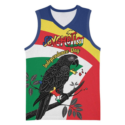 Personalized Happy Seychelles Independence Day Basketball Jersey Black Parrot Coat Of Arms LT15