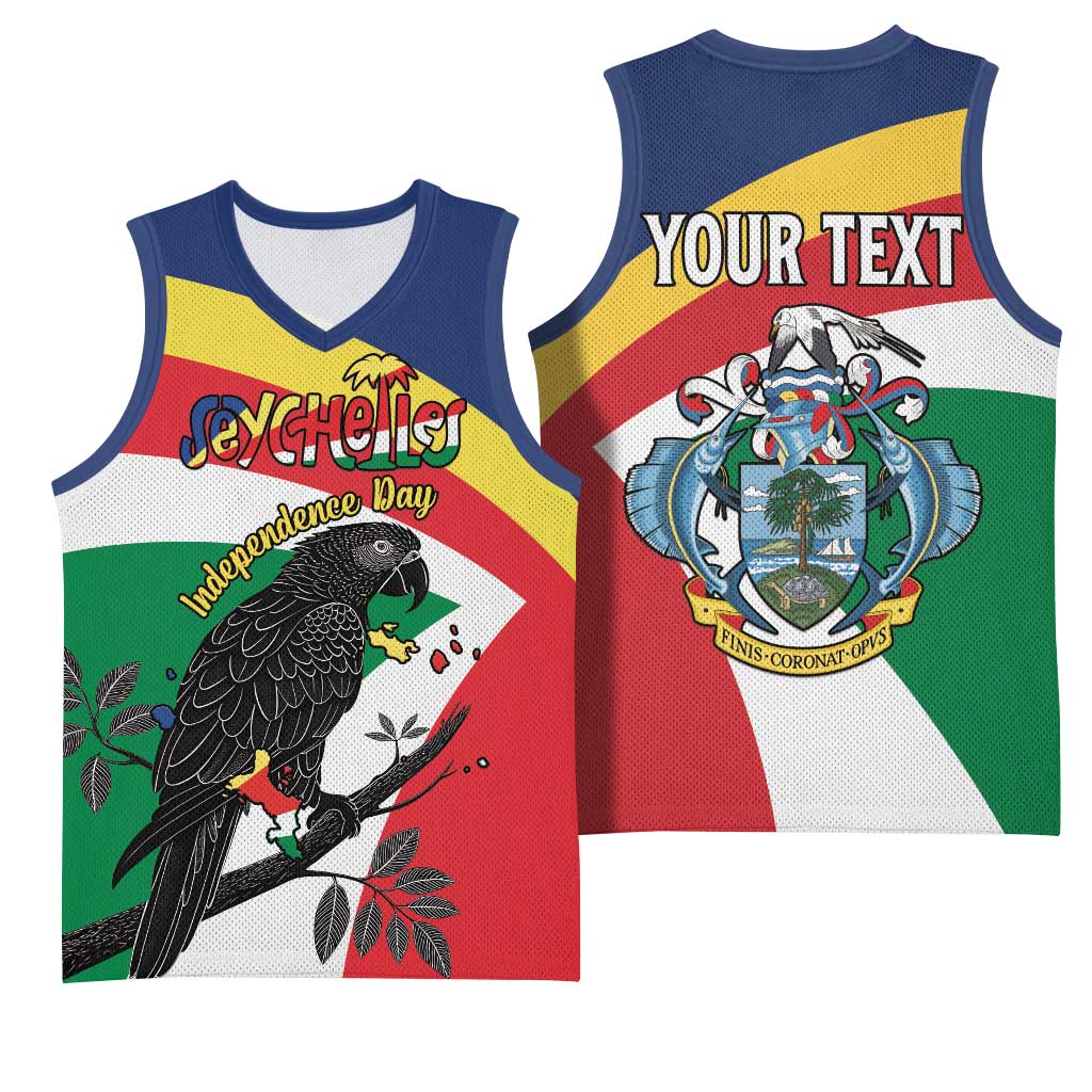 Personalized Happy Seychelles Independence Day Basketball Jersey Black Parrot Coat Of Arms LT15