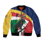Personalized Happy Seychelles Independence Day Bomber Jacket Black Parrot Coat Of Arms