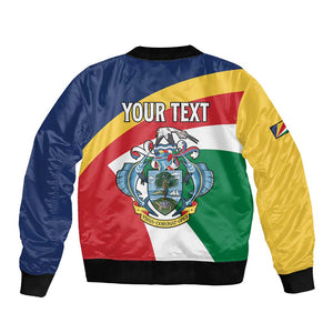 Personalized Happy Seychelles Independence Day Bomber Jacket Black Parrot Coat Of Arms