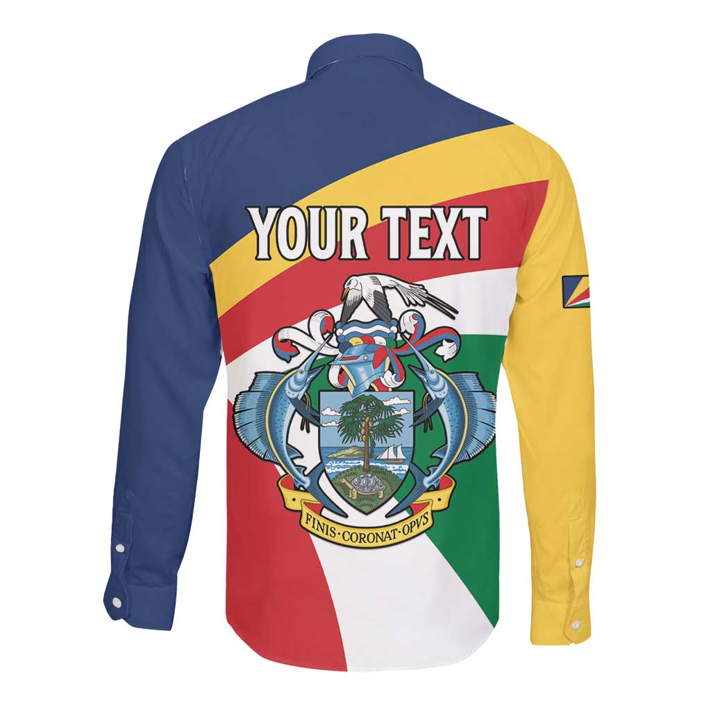 Personalized Happy Seychelles Independence Day Long Sleeve Button Shirt Black Parrot Coat Of Arms