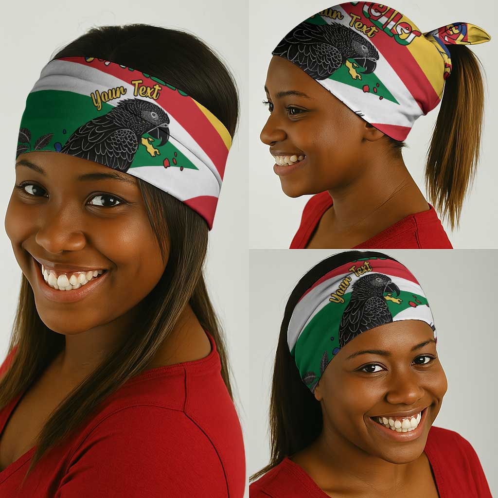 Personalized Happy Seychelles Independence Day Neck Gaiter Black Parrot Coat Of Arms LT15