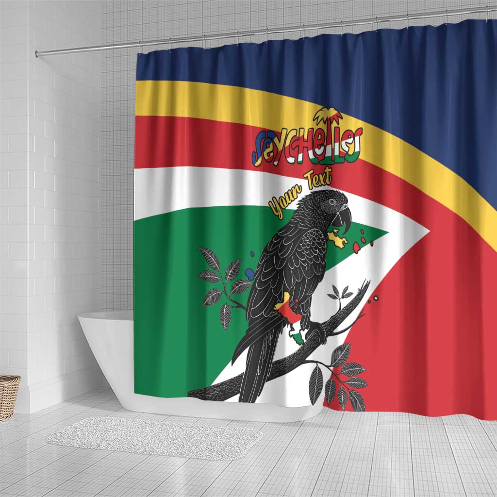 Personalized Happy Seychelles Independence Day Shower Curtain Black Parrot Coat Of Arms