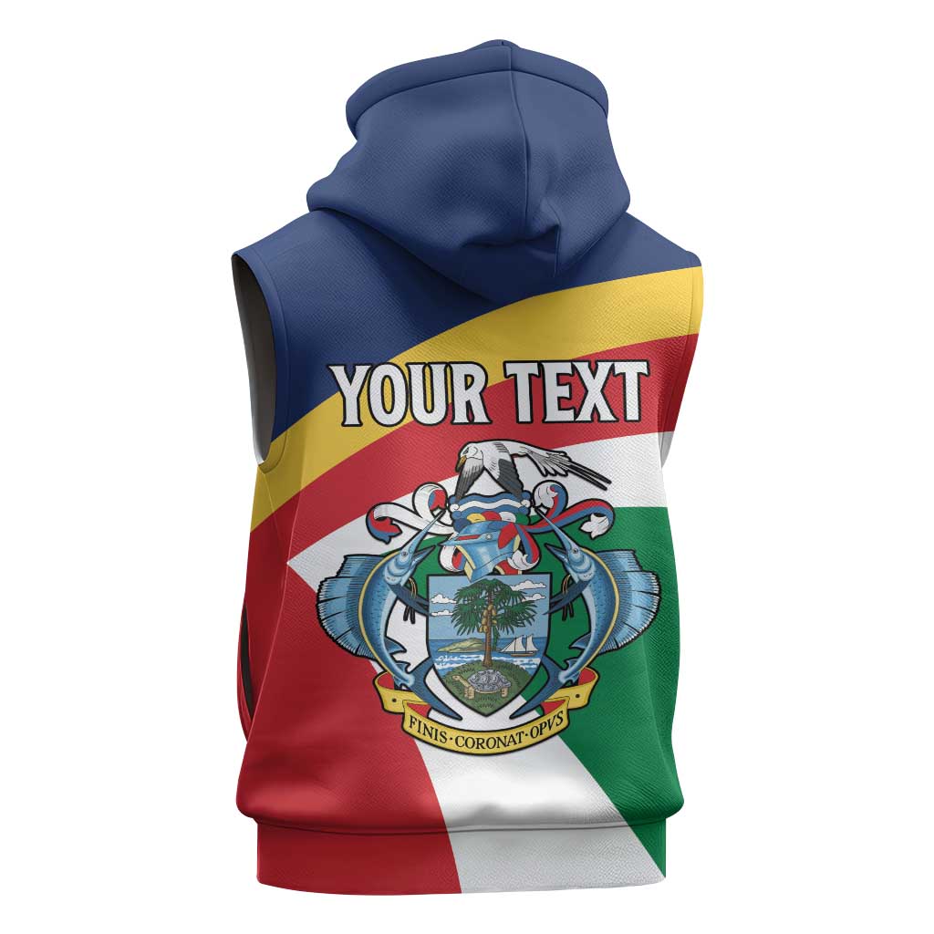 Personalized Happy Seychelles Independence Day Sleeveless Hoodie Black Parrot Coat Of Arms - African Pride