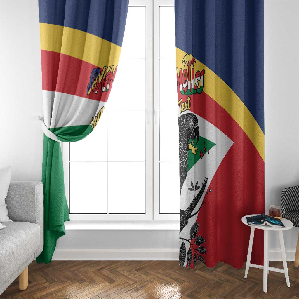 Personalized Happy Seychelles Independence Day Window Curtain Black Parrot Coat Of Arms