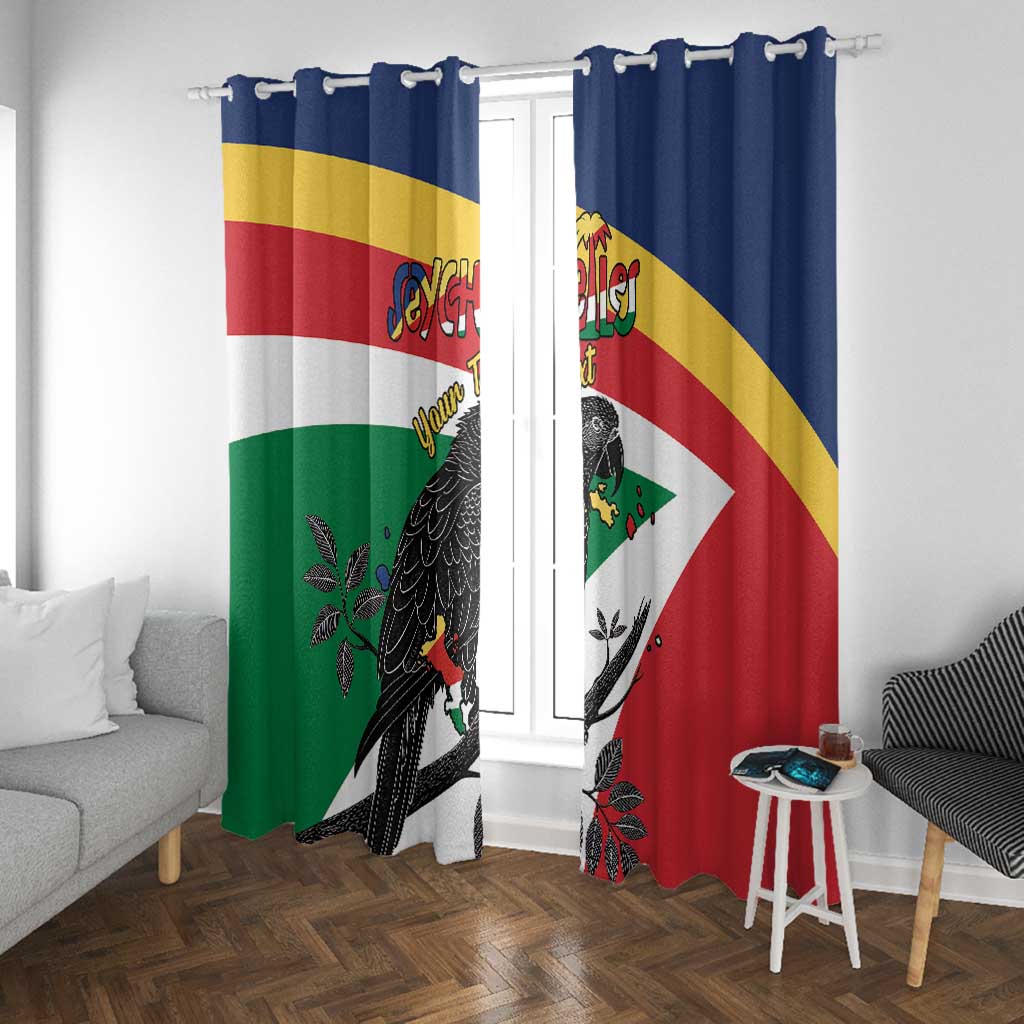 Personalized Happy Seychelles Independence Day Window Curtain Black Parrot Coat Of Arms