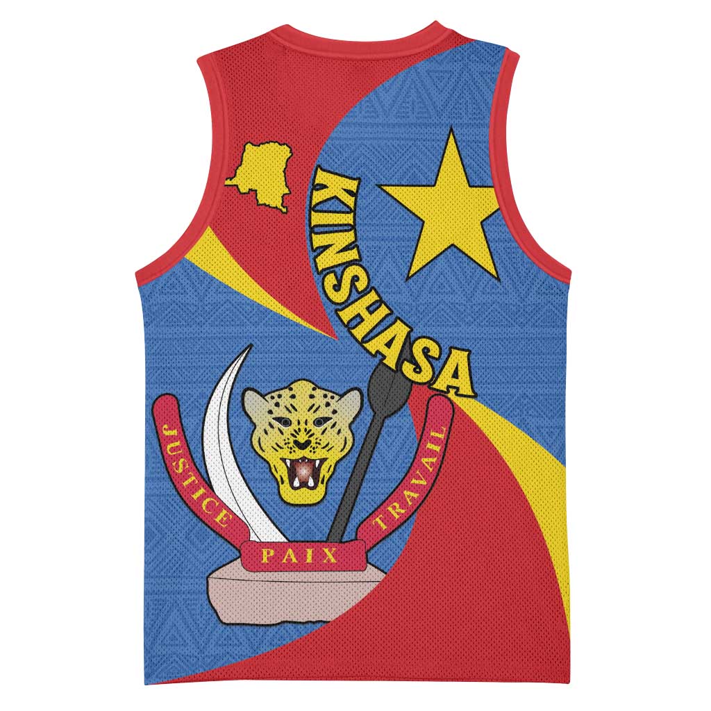 Congo-Kinshasa Independence Day Basketball Jersey Coat Of Arms - African Pattern LT15