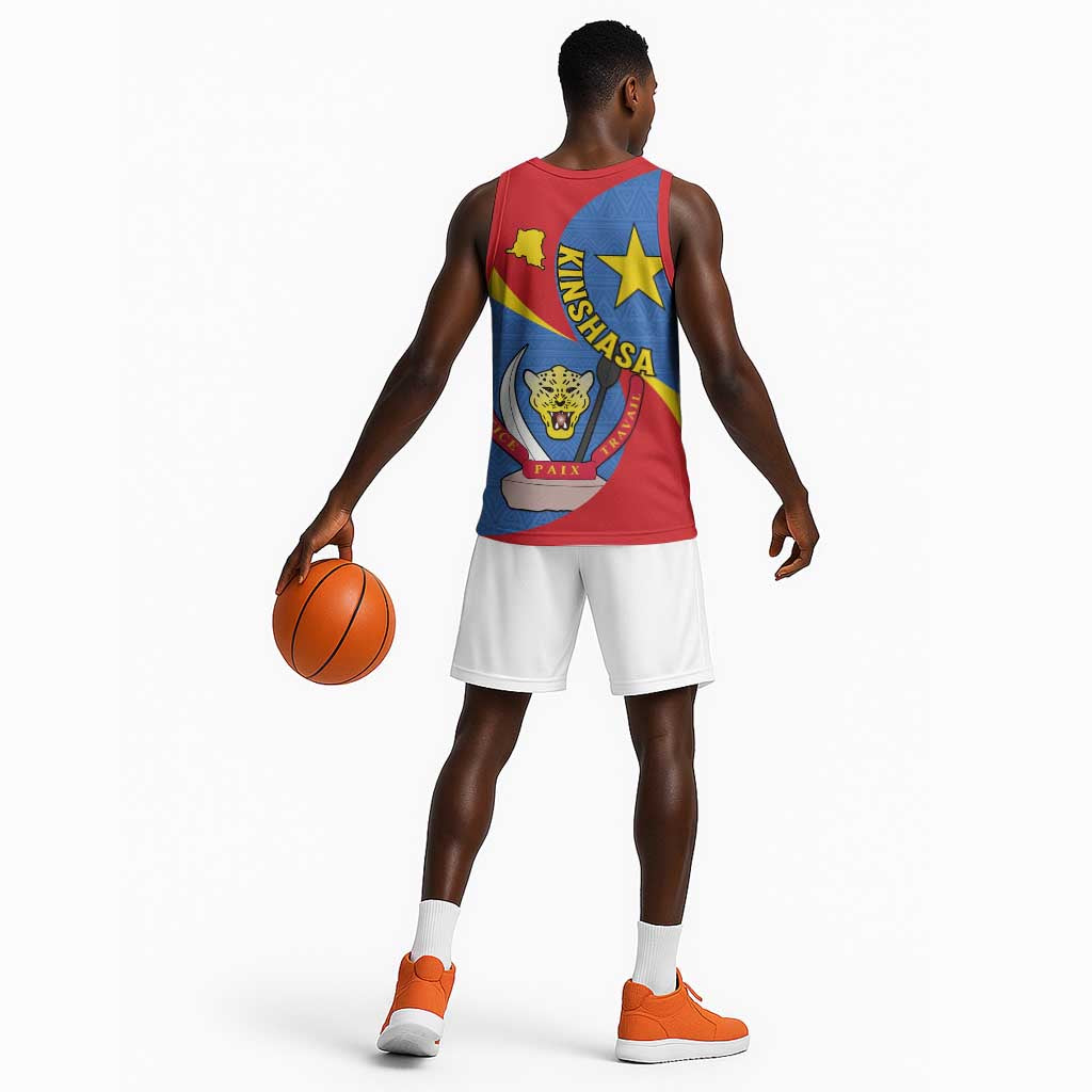 Congo-Kinshasa Independence Day Basketball Jersey Coat Of Arms - African Pattern LT15