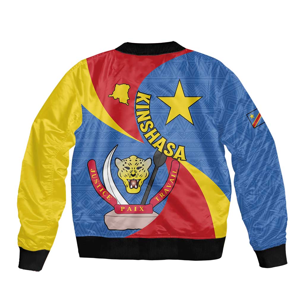Congo-Kinshasa Independence Day Bomber Jacket Coat Of Arms - African Pattern