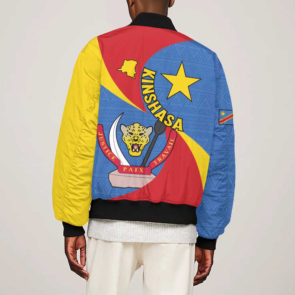 Congo-Kinshasa Independence Day Bomber Jacket Coat Of Arms - African Pattern