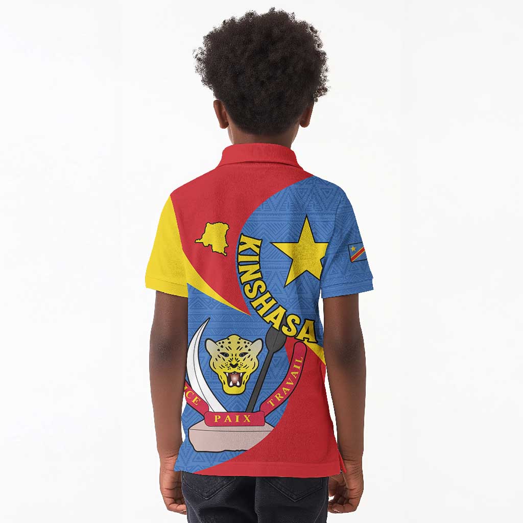 Congo-Kinshasa Independence Day Kid Polo Shirt Coat Of Arms - African Pattern