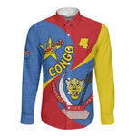 Congo-Kinshasa Independence Day Long Sleeve Button Shirt Coat Of Arms - African Pattern