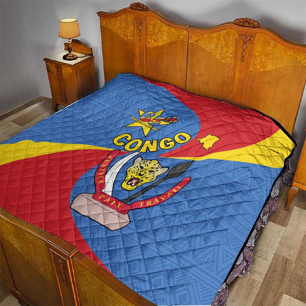 Congo-Kinshasa Independence Day Quilt Coat Of Arms - African Pattern