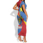 Congo-Kinshasa Independence Day Short Sleeve Bodycon Dress Coat Of Arms - African Pattern LT15