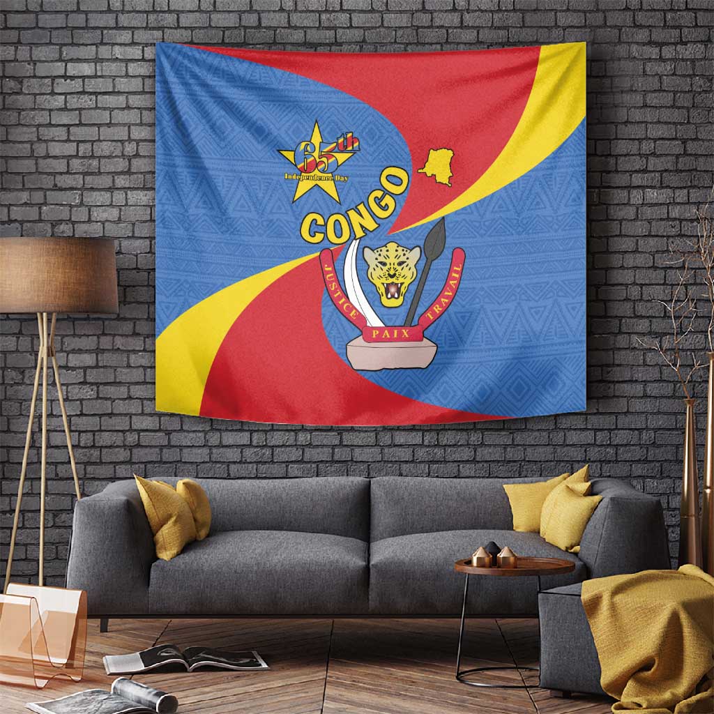 Congo-Kinshasa Independence Day Tapestry Coat Of Arms - African Pattern