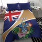 Personalized Tristan da Cunha Bedding Set Coat Of Arms Tropical Flowers