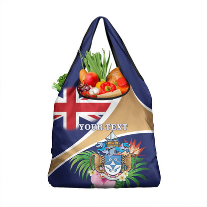 Personalized Tristan da Cunha Grocery Bag Coat Of Arms Tropical Flowers