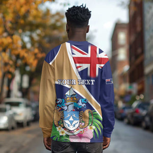 Personalized Tristan da Cunha Long Sleeve Shirt Coat Of Arms Tropical Flowers