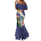 Personalized Tristan da Cunha Mermaid Dress Coat Of Arms Tropical Flowers