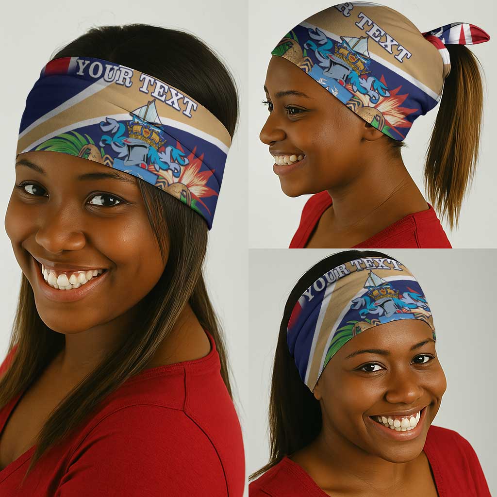 Personalized Tristan da Cunha Neck Gaiter Coat Of Arms Tropical Flowers LT15