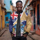 Personalized Tristan da Cunha Sleeve Zip Bomber Jacket Coat Of Arms Tropical Flowers