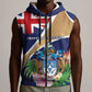 Personalized Tristan da Cunha Sleeveless Zip Hoodie Coat Of Arms Tropical Flowers - African Pride