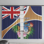 Personalized Tristan da Cunha Window Curtain Coat Of Arms Tropical Flowers