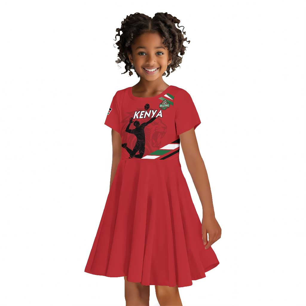 Custom Kenya Volleyball Kid Short Sleeve Dress Go Champions