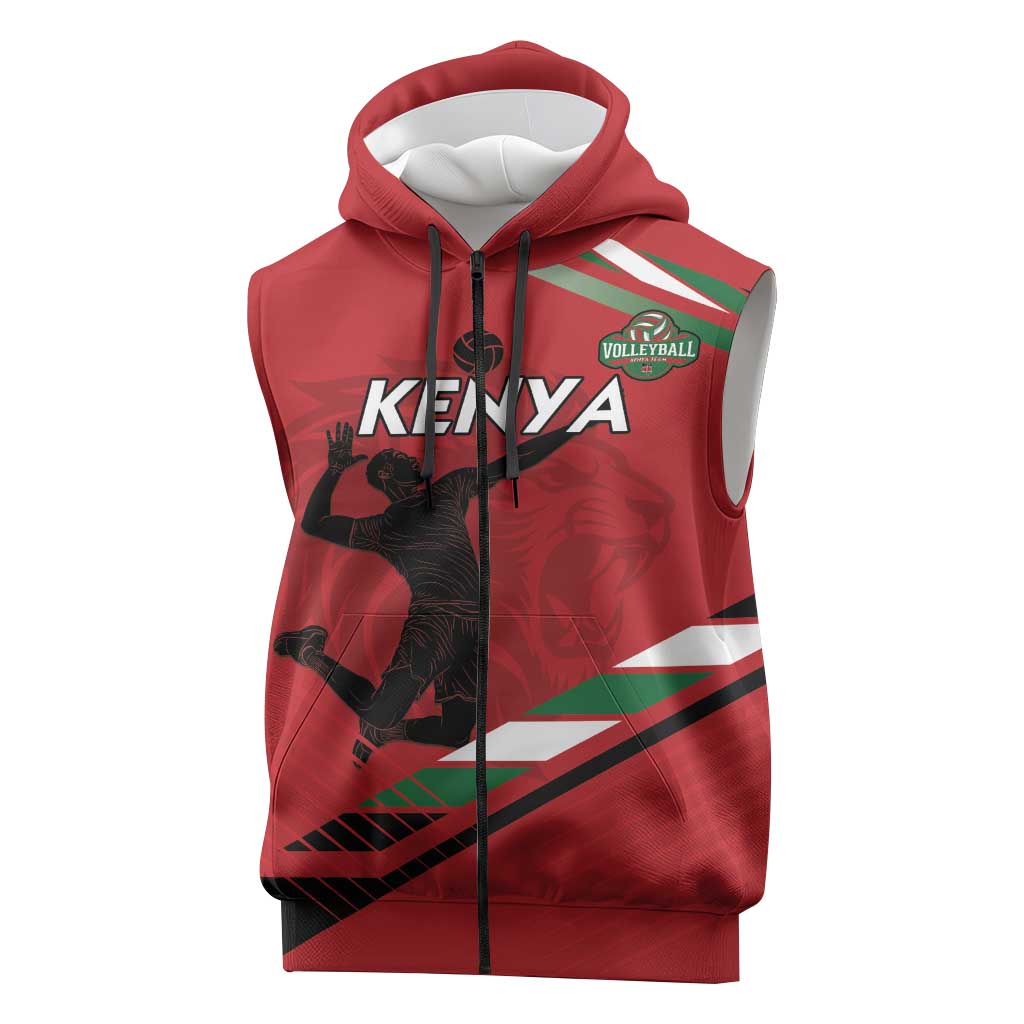 Custom Kenya Volleyball Sleeveless Zip Hoodie Go Champions - African Pride