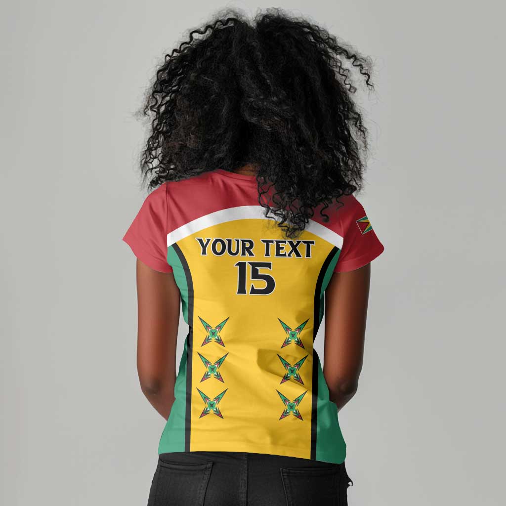 Guyana Cricket Custom Women V-Neck T-Shirt Go Amazon Warriors Go - African Pride