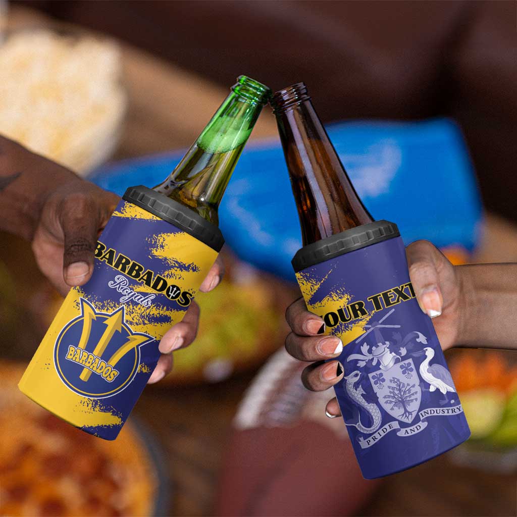 Barbados Royals Cricket Custom 4 in 1 Can Cooler Tumbler Coat Of Arms Flag Style - African Pride
