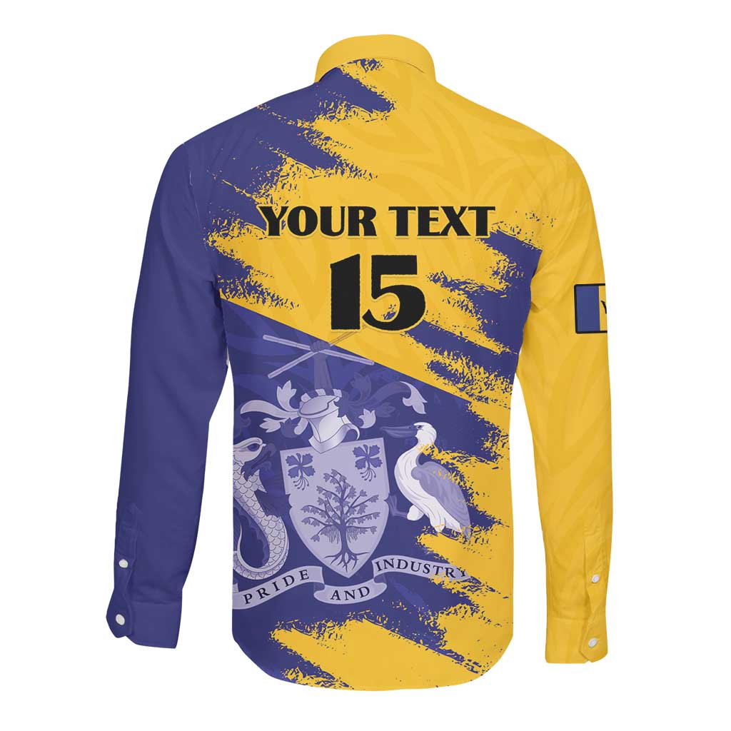 Barbados Royals Cricket Custom Long Sleeve Button Shirt Coat Of Arms Flag Style - African Pride